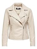 ONLY Damen ONLNEWMELISA Faux Leather Biker CC OTW Lederjacke, Moonbeam, M