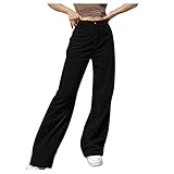 Cordhose Damen Weites Bein | Jogginghose Damen Baggy Im Trend | Lang Arbeitshose Schwarz Weite Leg...