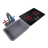 LABRIMP Küchenspielset mit Realistischem Wasserhahn und Induktionskochfeld Licht und Soundeffekte...