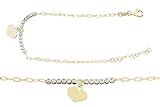 Hobra-Gold Armband Silber 925 vergoldet Herz und Zirkonias Silberarmband feine Armkette