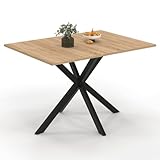 IDMarket - Esstisch, rechteckig, Alix, 6 Personen, Spinnenfuß, Holz und Schwarz, 110 cm