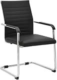 CLP Bürostuhl ergonomisch Hakon, Freischwinger mit Armlehne, verchromtes Metallgestell, schwarzer...