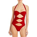 Norma Kamali Damen High Leg Peekaboo Mio (22) Badeanzug, Rot/Ausflug, einfarbig (Getaway Solids),...
