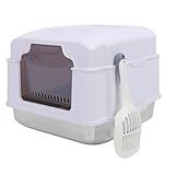 Asixxsix Edelstahlkatze Katzentoilette mit Deckel, Metallstreu Pfanne Geschlossene...