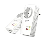 FRITZ!Powerline 1220 Set (1,200 MBit/s, 2x Gigabit-LAN je Adapter, ideal für NAS-Anwendungen und...