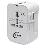 Universal Reiseadapter mit 1USB und 1 USB C,PIGADA TA02 Internationaler Steckdosenadapter,...