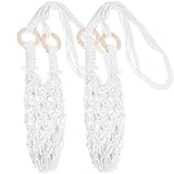 PERSELOSO 2 Stück Macrame Weinflaschenhalter aus Weißem Baumwollseil Lang Reißfest Vielseitiger...
