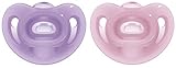 NUK Sensitive Schnuller | 0–6 Monate | 100 % Silikon für zarte Haut | BPA-frei | lila & rosa | 2...