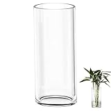 TSKDKIT Glas Blumenvase Modern Zylinder Vase, Handgemacht Kristall Vasen 40cm Hoch, Kerzenhalter...