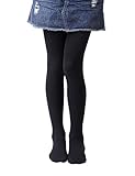 EVERSWE Girls Tights, Semi Opaque Footed Tights, Microfiber Dance Tights (8-10, Black)