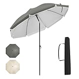 WOLTU Sonnenschirm Balkon Ø135cm, UV-Schutz Strandsonnenschirm UPF 50+, Höhen- und...