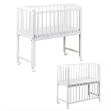 Baby Delux Beistellbett Babybett weiß 90x40 cm Stubenwagen höhenverstellbar mit Rädern und...