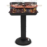 Muntel Holzkohlegrill edelstahl,Säulengrill, BBQ-Grill,inkl 5-fach höhenverstellbarem Grillrost,...