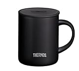 Thermos Edelstahlbecher Longlife Cup 350ml, Tasse Edelstahl schwarz mit auflegbarem Deckel,...