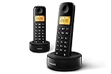 Philips Schnurloses Telefon D1602B/01 Duo - DECT Telefon 2 Stück - Haustelefon mit 1'6-Zoll-Display...