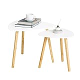 SoBuy FBT74-W 2er Set Beistelltisch mit Ablagen Couchtisch Sofatisch Kaffeetisch Satztisch Bambus...