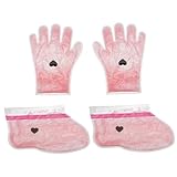 PACKOVE 2 Paare Pflege Hand und Fußmasken Rosen Paraffin Wachs Therapie für Weiche Hände und...
