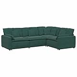 Modulares Sofa mit Kissen Samt Dunkelgrün – Klappbare Futon-Couch für Wohnzimmer & kleine...