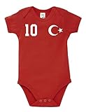 Kinder Baby Strampler Shirt Türkei Türkiye mit Wunschname + Nummer - Rot 12-18 Monate