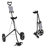 LIFEZEAL 2 Rad Golftrolley Klappbar, Golfwagen mit Anzeigetafel, Golf Push Cart aus Eisen, Golfkart...