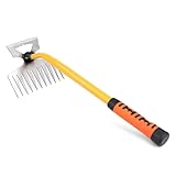 FLOWERUN Hand Unkrautstecher mit Ergonomischem Griff, Unkrauthacke mit 11 Zinken aus Edelstahl für...