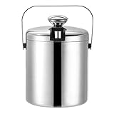 Edelstahl Eisbehälter mit Deckel inkl. Zange und Sieb Hergestellt aus lebensmittelechtem Edelstahl...