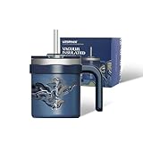 UZSPACE Thermobecher mit Strohhalm & Henkel 500 ml - Kaffeebecher Thermo mit Deckel Auslaufsicher -...