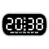Digitaler Wecker für Schlafzimmer, LED-Digitaluhr mit 5 Helligkeitsstufen, batterie-/USB-betriebene...