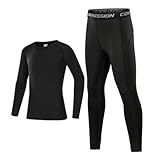 Jungen Mädchen Base Layer Athletic Kompressions-Leggings und Shirts Thermo-Unterwäsche-Set...