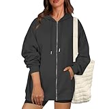 Generisch Sweatjacke Damen Mit Kapuze Winterjacke Damen Kapuzenjacke Langarm Casual Sportjacke...
