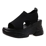 Damen Sandalen Sommerschuhe mit dicken Plateau Sohlen Mesh Obermaterial atmungsaktiv Freizeitschuhe...