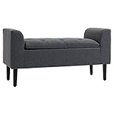 VSOGA Sitzbank mit Stauraum Polsterbank Sitzhocker Sitztruhe - bis 130 kg belastbar, Leinen-Touch...