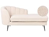 Chaiselongue Bouclé beige links mit Lehne Muschelform Metallbeine schwarz Allier