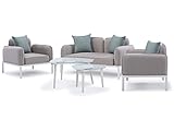 Gartenmöbelset im Stoff 'Sevilla' - 1 x 2-Sitzer Sofa + 2 Sessel + 2 Couchtische - Grau