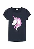 Baumwollshirt in A-Shape mit Wendepailletten Navy 140