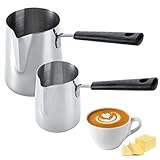 Dicunoy 2 Stück Milchkännchen aus Edelstahl, Milk Pitcher, 350ml / 650ml, Türkische Kaffeekanne,...