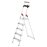 Hailo L85 ComfortLine Alu-Sicherheits-Stehleiter | 5 XXL-Stufen belastbar bis 150 kg | Tiefe...