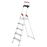 Hailo L85 ComfortLine Alu-Sicherheits-Stehleiter | 5 XXL-Stufen belastbar bis 150 kg | tiefe...