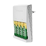 VARTA Akku Ladegerät, inkl. 4X AA 2100mAh, Batterieladegerät für wiederaufladbare Batterien,...