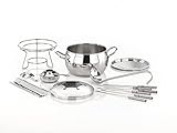 APS Fondue- und Feuerzangenbowle Set, Zuckerzange, Feuerzange, Fondue-Topf, Edelstahldeckel,...