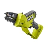 RYOBI 18 V ONE+ Brushless Akku-Einhand-Kettensäge RY18PSX10A-0 (10 cm Schwertlänge, 8 cm...