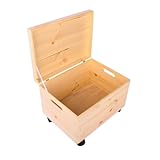 SEVICO XXL Holzkiste mit Deckel & Rollen | 40x30x23 cm | Naturholz Aufbewahrungsbox für Spielzeug,...