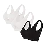 Damen-Sport-BHs, 3er-Pack, Übergröße, atmungsaktiv, bequem, kabellos, Anti-Durchhängen,...