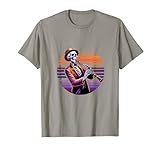 Retro Sonnenuntergang Skelett Klarinettenspieler Musikliebhaber Halloween T-Shirt