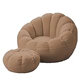 Weicher brauner Sitzsack-Stuhlbezug – abnehmbarer flauschiger Sofabezug für Wohn- und...