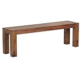 FineBuy Esszimmer Sitzbank Massiv-Holz Sheesham Holz-Bank Natur-Produkt Küchenbank im Landhaus-Stil...