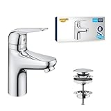 GROHE Swift - Badarmatur mit Verbrühschutz für Kinder (wassersparend, ~16cm hoch, inkl....