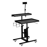 Poarmeey Premium Tattoo-Salon-Tablett, verstellbar, doppelstöckig, Workstation mit Rädern für...