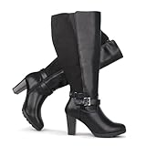 Chicblooms Damen-Stiefel in Übergröße, weiter Schaft, hoher Absatz, mit Knöchelschnalle,...