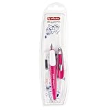 herlitz Schulfüllhalter my.pen, für Rechtshänder (M-Feder), pink/weiß, 1 Stück in Folienetui,...